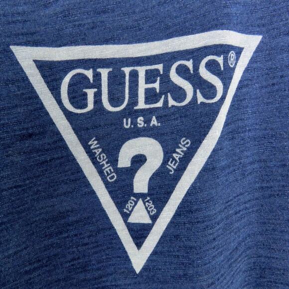 GUESS Y2k Blue Cropped Graphic Logo Tank Top Medium - Picture 5 of 6